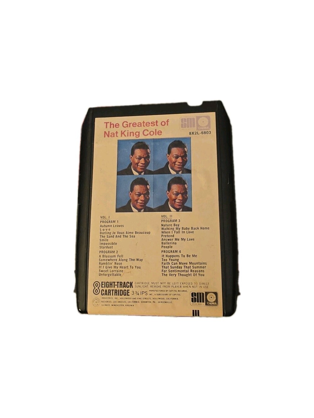 Capitol 8X2L-6803 Nat King Cole Vol. I 8-Track Cartridge - Good (Black) *C